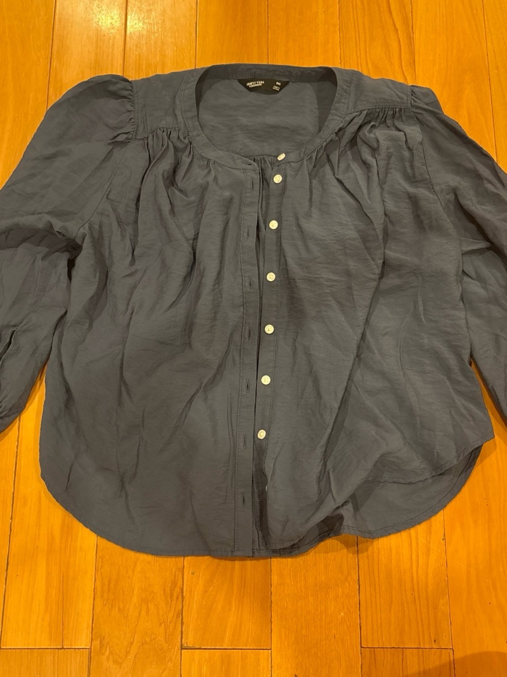 Simply Vera Vera Wang Navy Button-Front Peasant Blouse